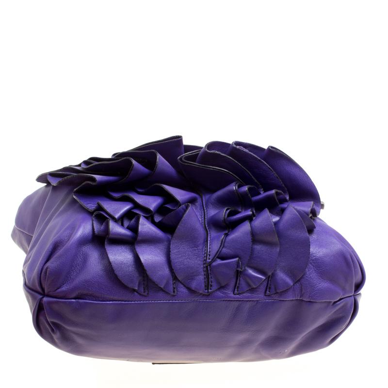 Women's Valentino Purple Leather Petale Shopper Tote