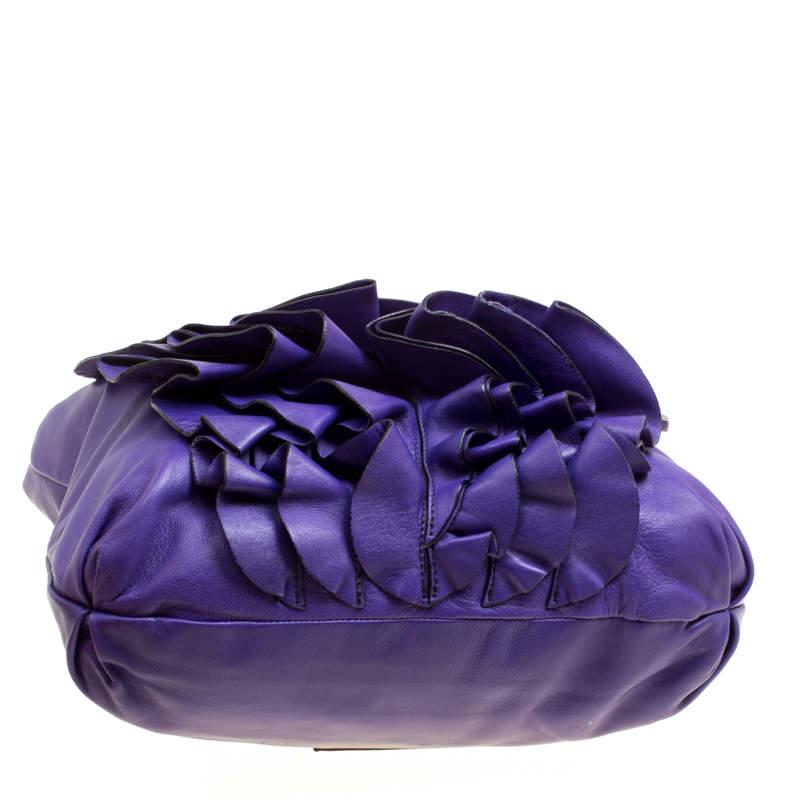 Valentino Purple Leather Petale Shopper Tote For Sale 1