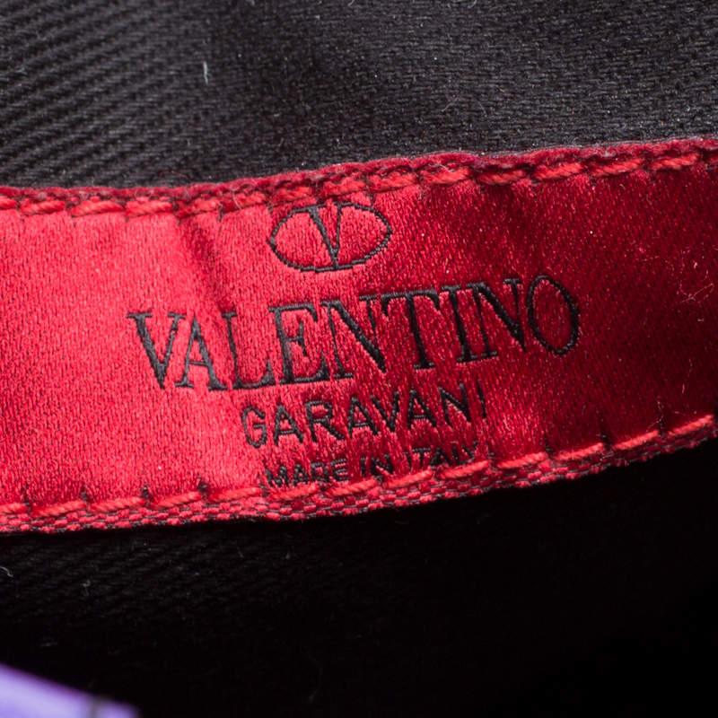 Valentino Fourre-tout Petale Shopper en cuir violet en vente 2
