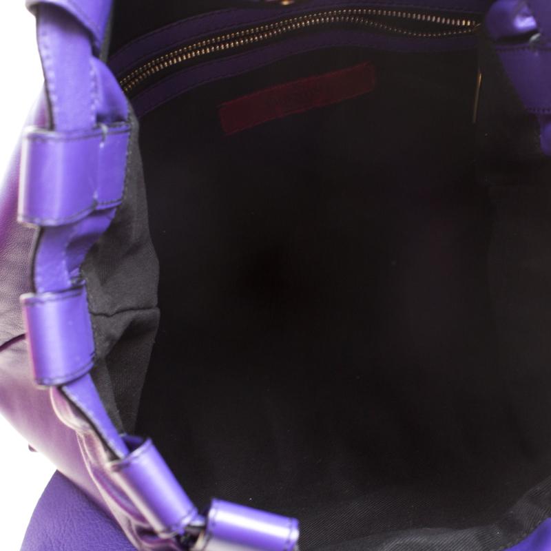 Valentino Purple Leather Petale Shopper Tote 2