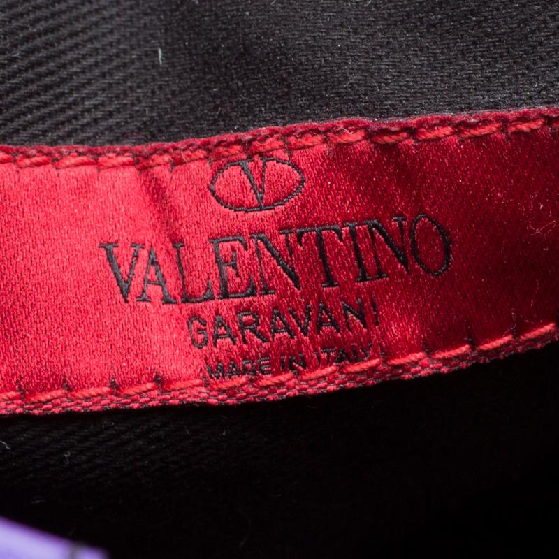 Valentino Purple Leather Petale Shopper Tote 2