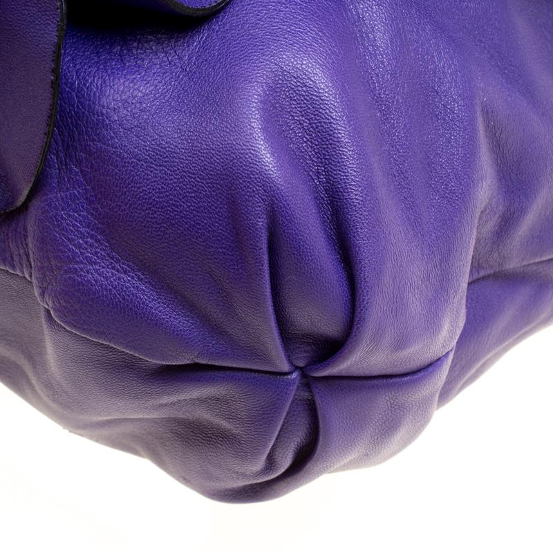 Valentino Purple Leather Petale Shopper Tote 1