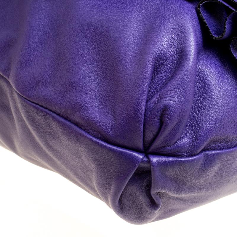 Valentino Purple Leather Petale Shopper Tote 4