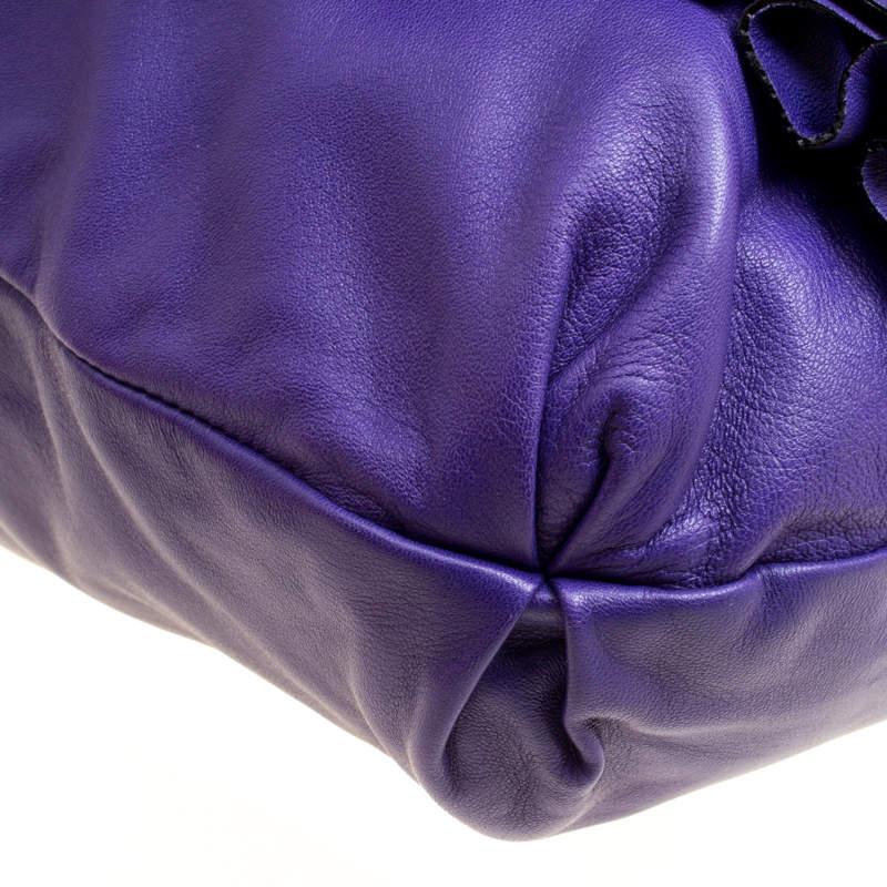 Valentino Purple Leather Petale Shopper Tote For Sale 5