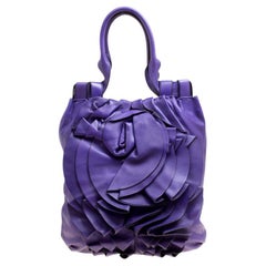 Used Valentino Purple Leather Petale Shopper Tote