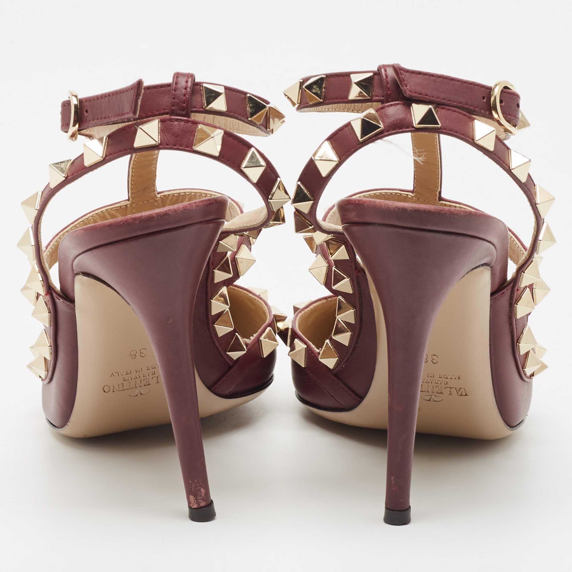 Women's Valentino Purple Leather Rockstud Ankle Strap Pumps Size 38