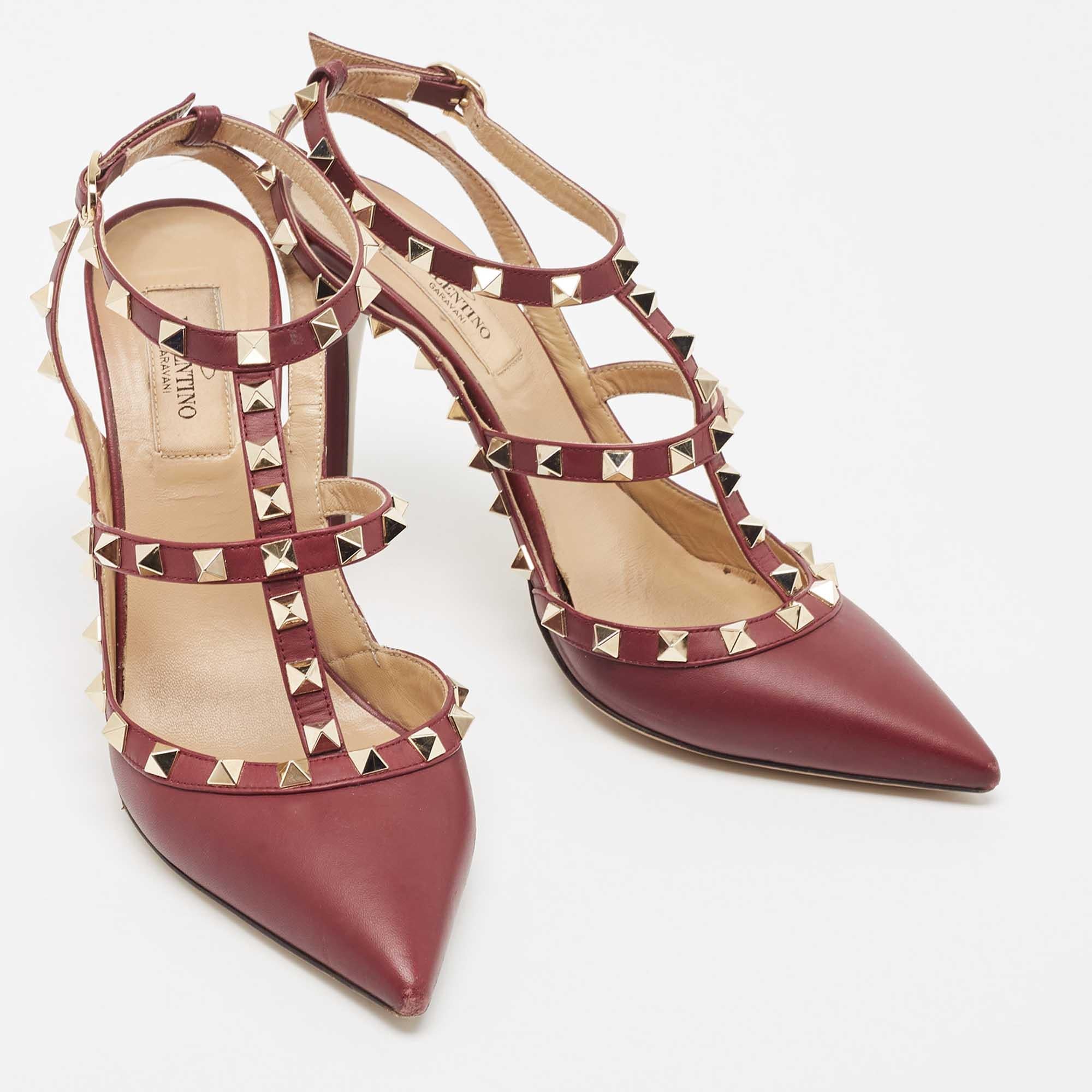 Valentino Purple Leather Rockstud Ankle Strap Pumps Size 38 For Sale at ...