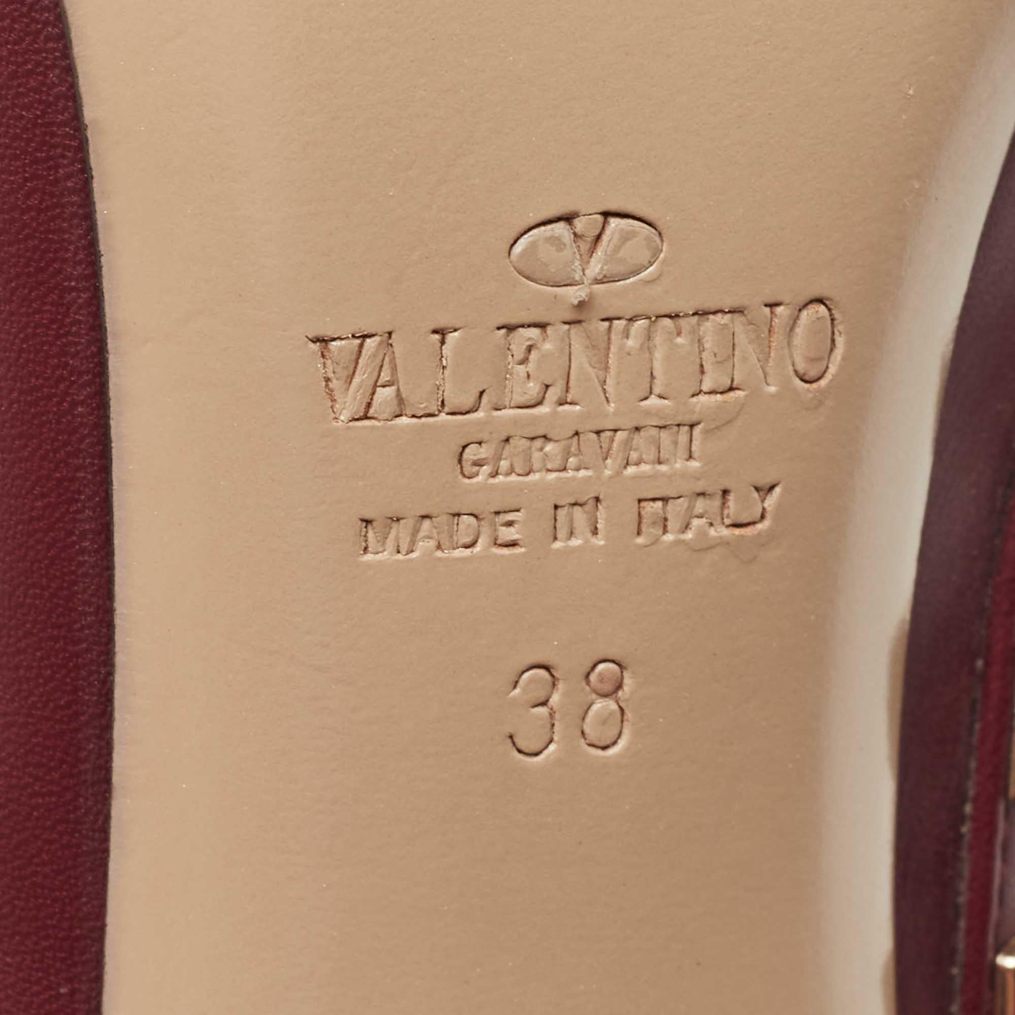 Valentino Purple Leather Rockstud Ankle Strap Pumps Size 38 3