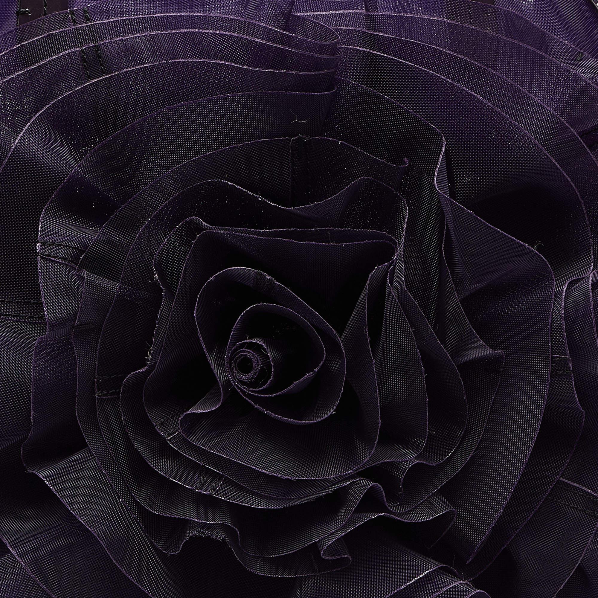 Valentino Purple Mesh and Patent Leather Petale Rose Shopper Tote 5