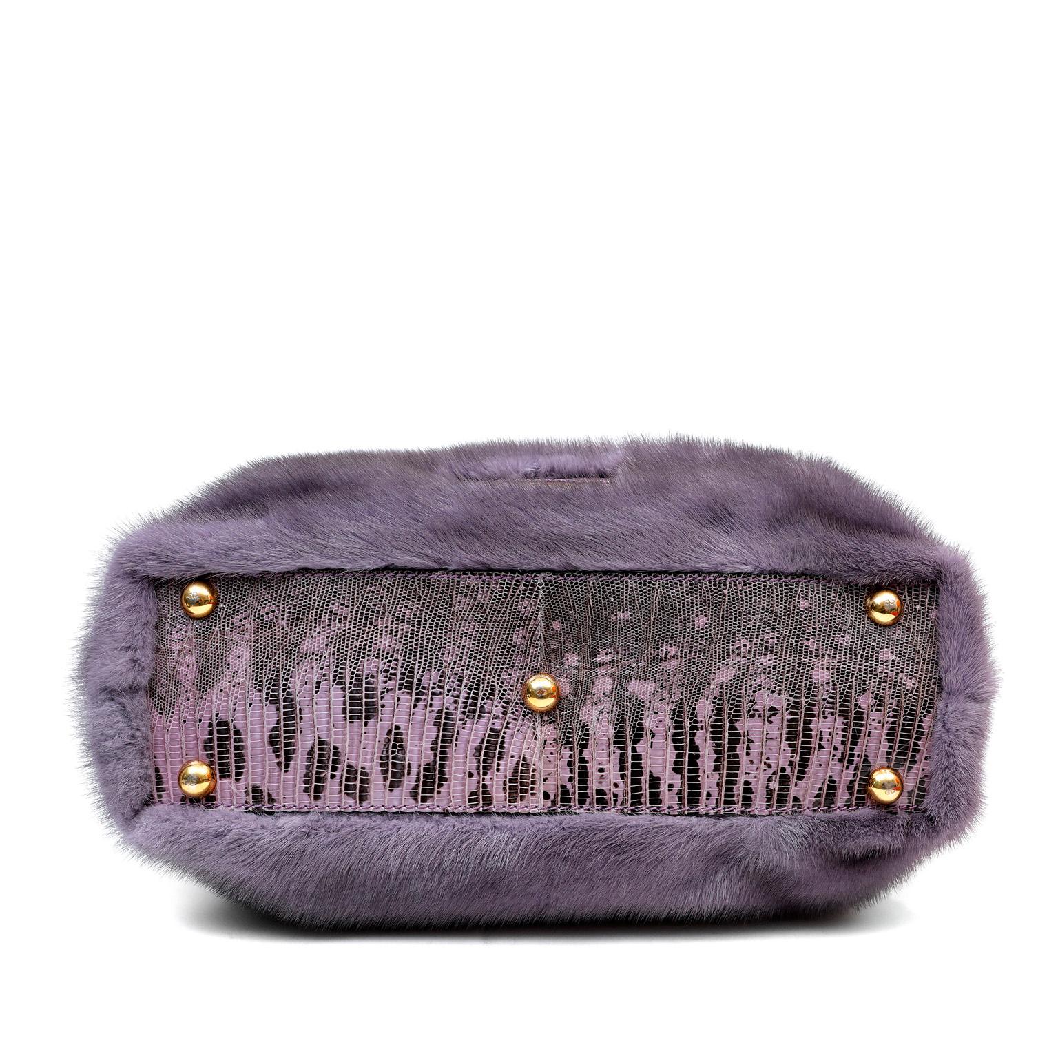 Valentino Purple Ombre Striped Mink Tote Bag Pour femmes en vente