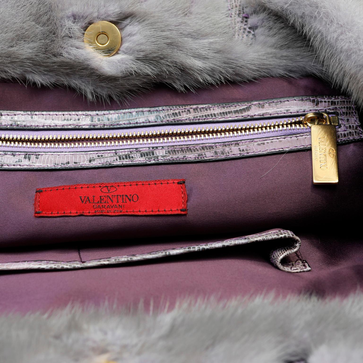 Valentino Purple Ombre Striped Mink Tote Bag en vente 3