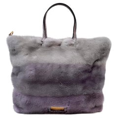 Valentino Purple Ombre Striped Mink Tote Bag