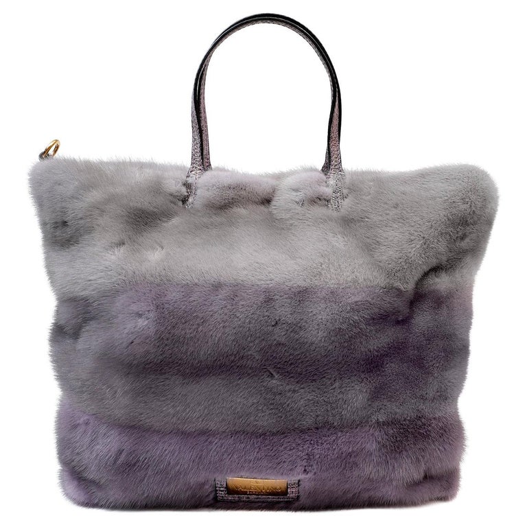 Valentino Purple Ombre Striped Mink Tote Bag For Sale at 1stDibs