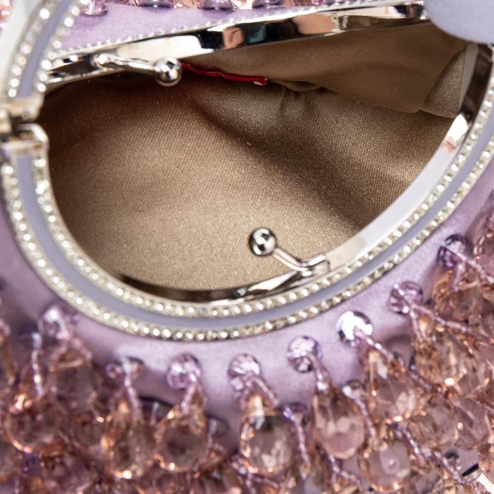 Valentino Purple Satin Embellished Clutch 5