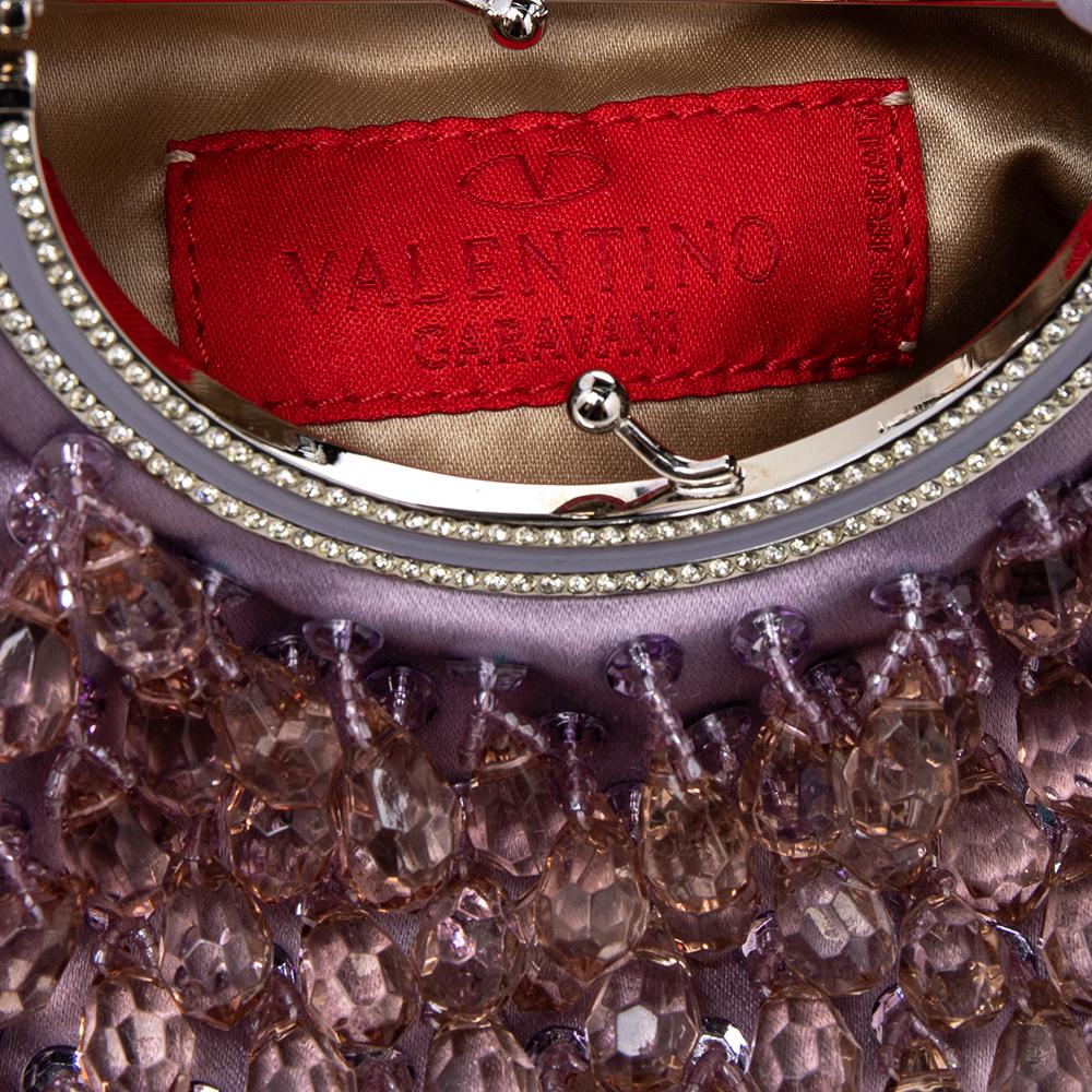 Valentino Purple Satin Embellished Clutch 1