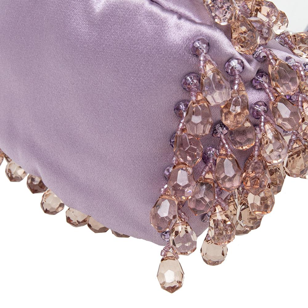 Valentino Purple Satin Embellished Clutch 2