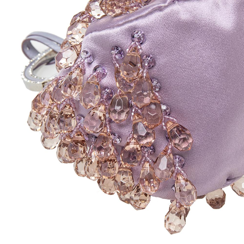 Valentino Purple Satin Embellished Clutch 3