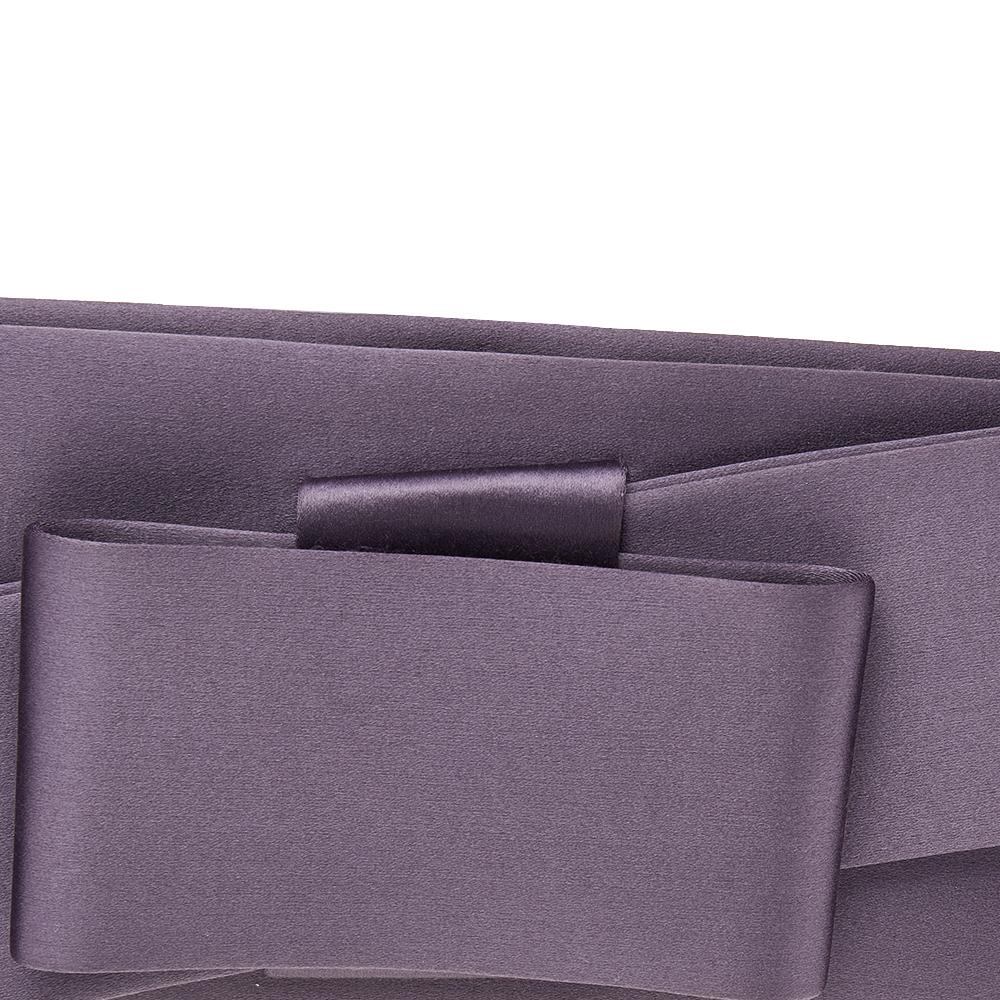 Valentino Purple Satin Pleated Bow Clutch 5