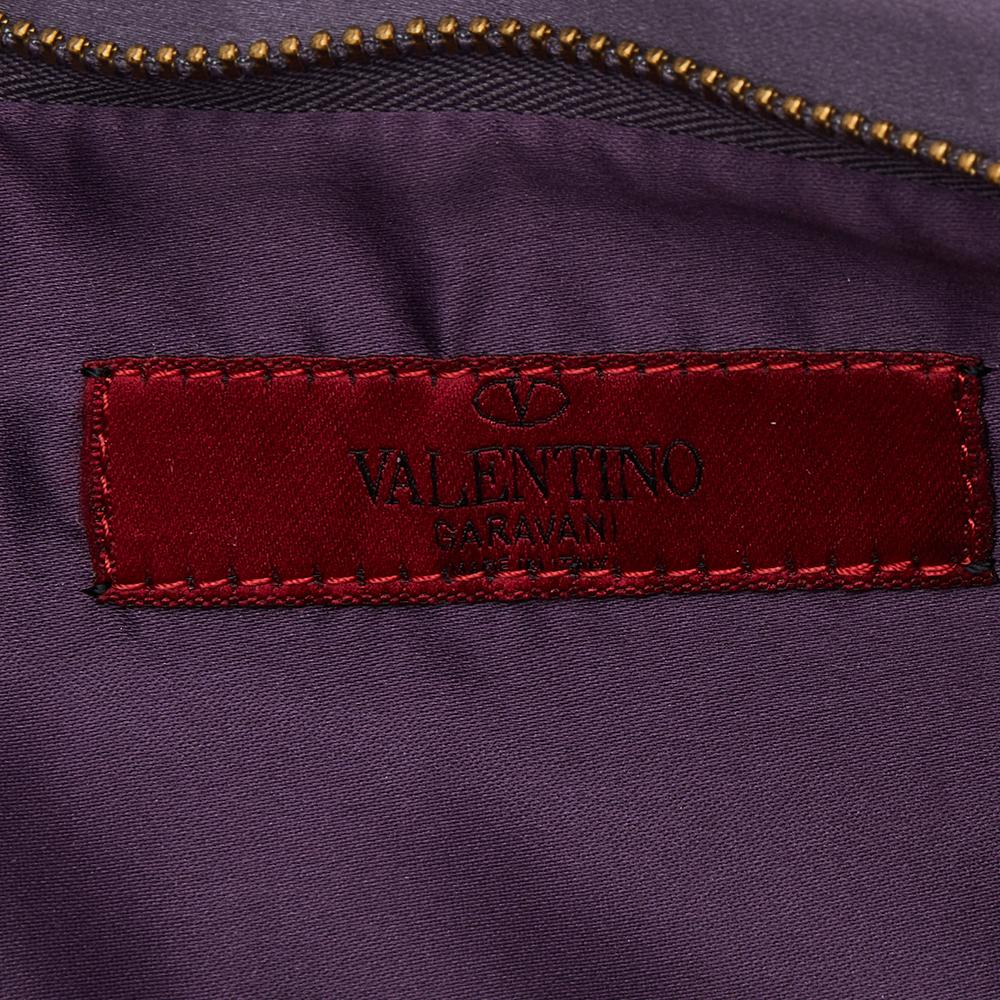 Valentino Purple Satin Pleated Bow Clutch 2