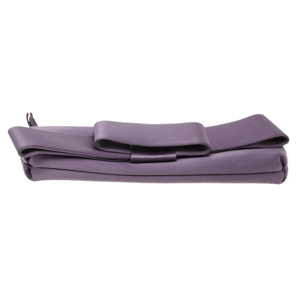 Valentino Purple Satin Pleated Bow Clutch 3