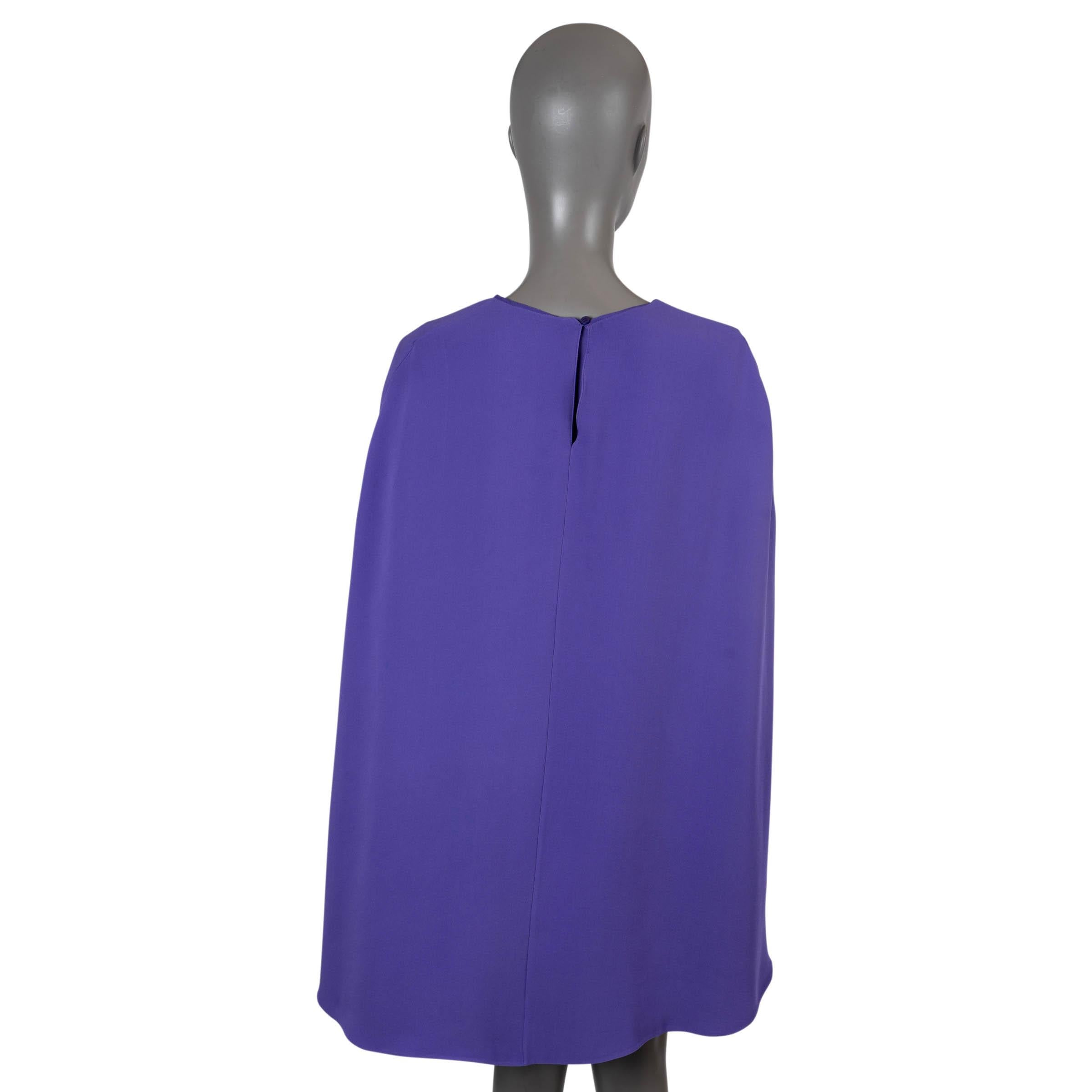 Purple VALENTINO purple silk 2022 CAPE SLEEVE CADY MINI Dress 46 XL For Sale