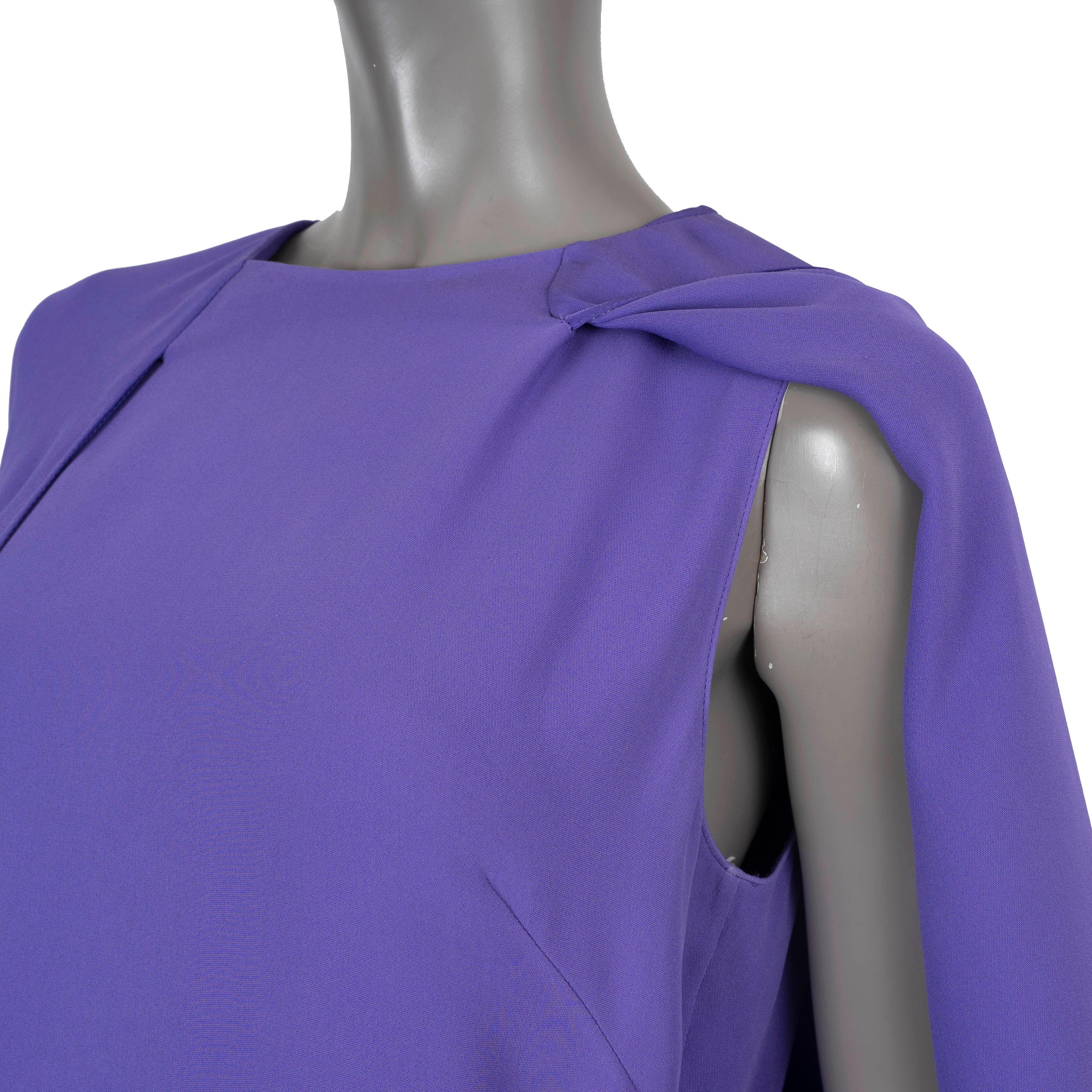 Women's VALENTINO purple silk 2022 CAPE SLEEVE CADY MINI Dress 46 XL For Sale