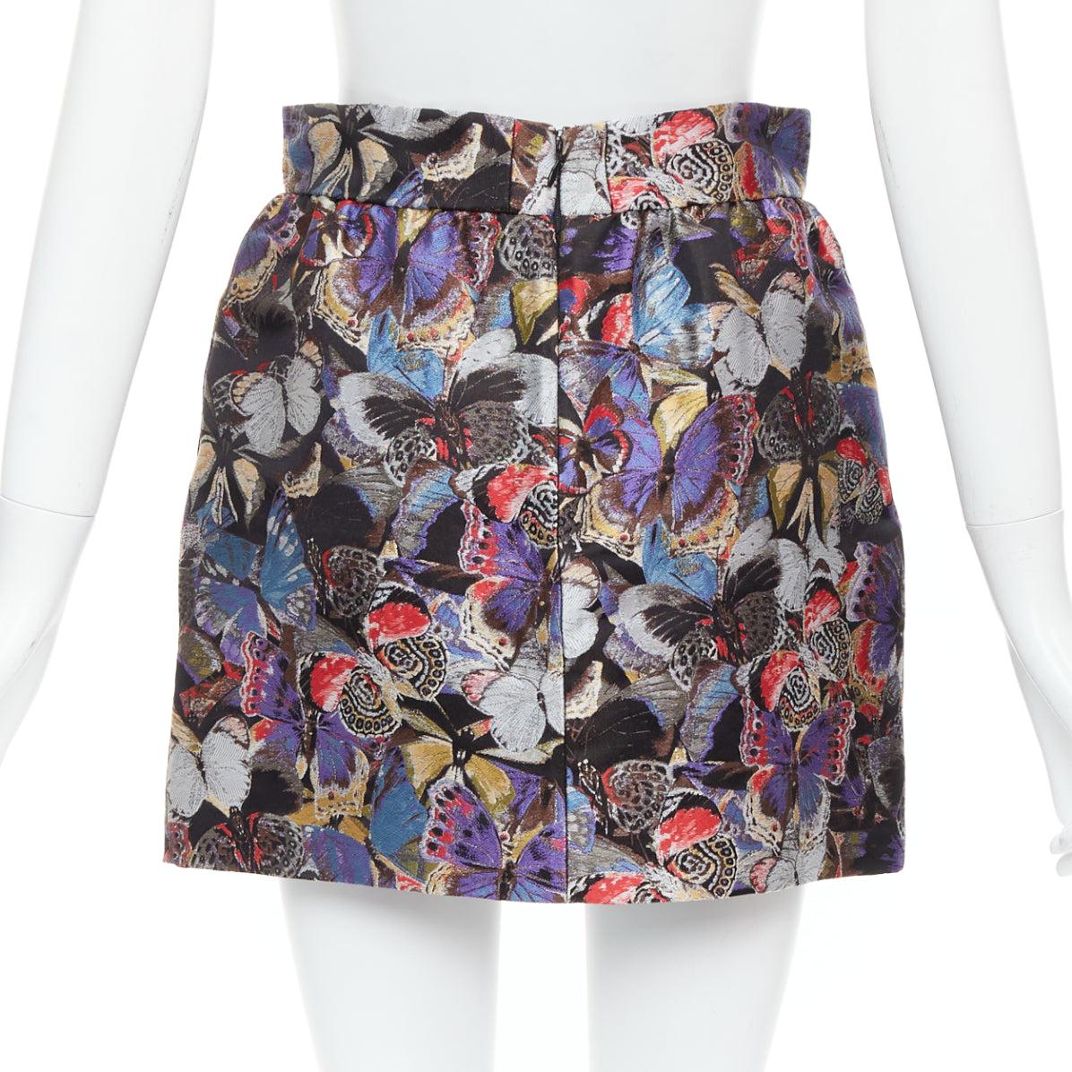 VALENTINO purple silk blend butterfly jacquard high waisted skirt IT38 XS For Sale 1