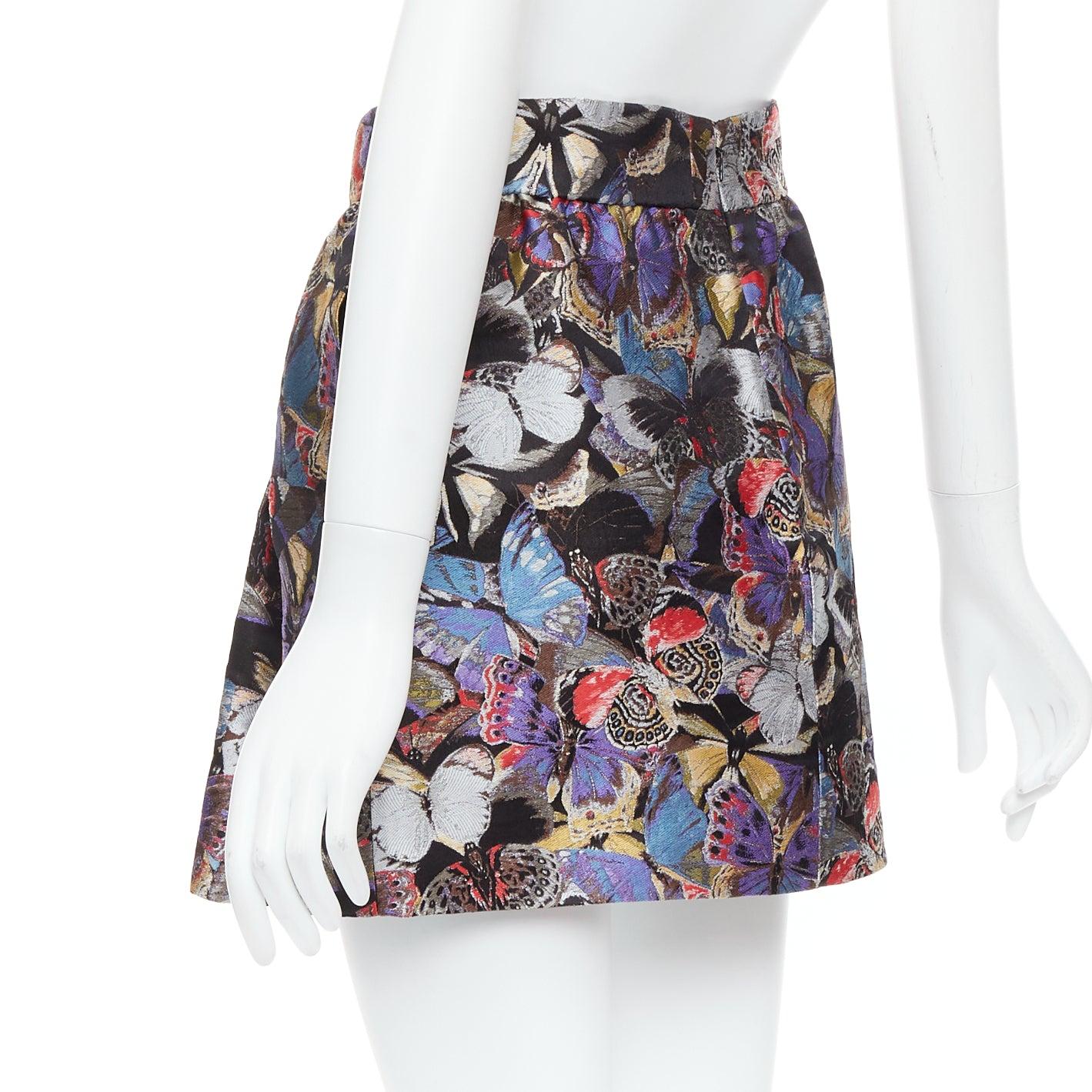 VALENTINO purple silk blend butterfly jacquard high waisted skirt IT38 XS For Sale 2