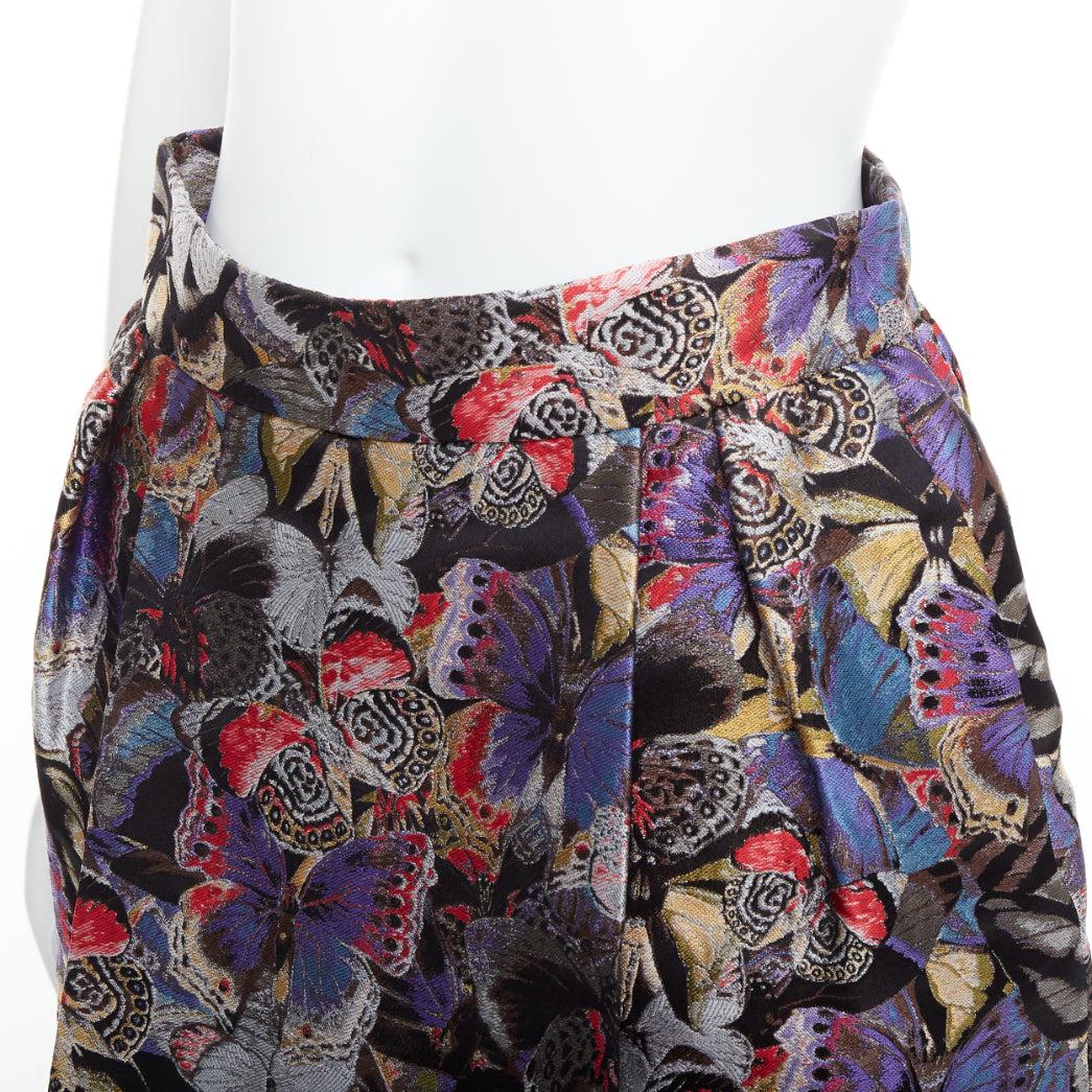 VALENTINO purple silk blend butterfly jacquard high waisted skirt IT38 XS For Sale 3
