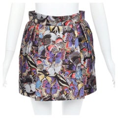 VALENTINO purple silk blend butterfly jacquard high waisted skirt IT38 XS