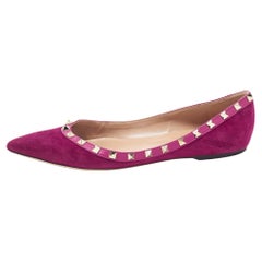 Valentino Purple Suede Rockstud Ballet Flats Size 41