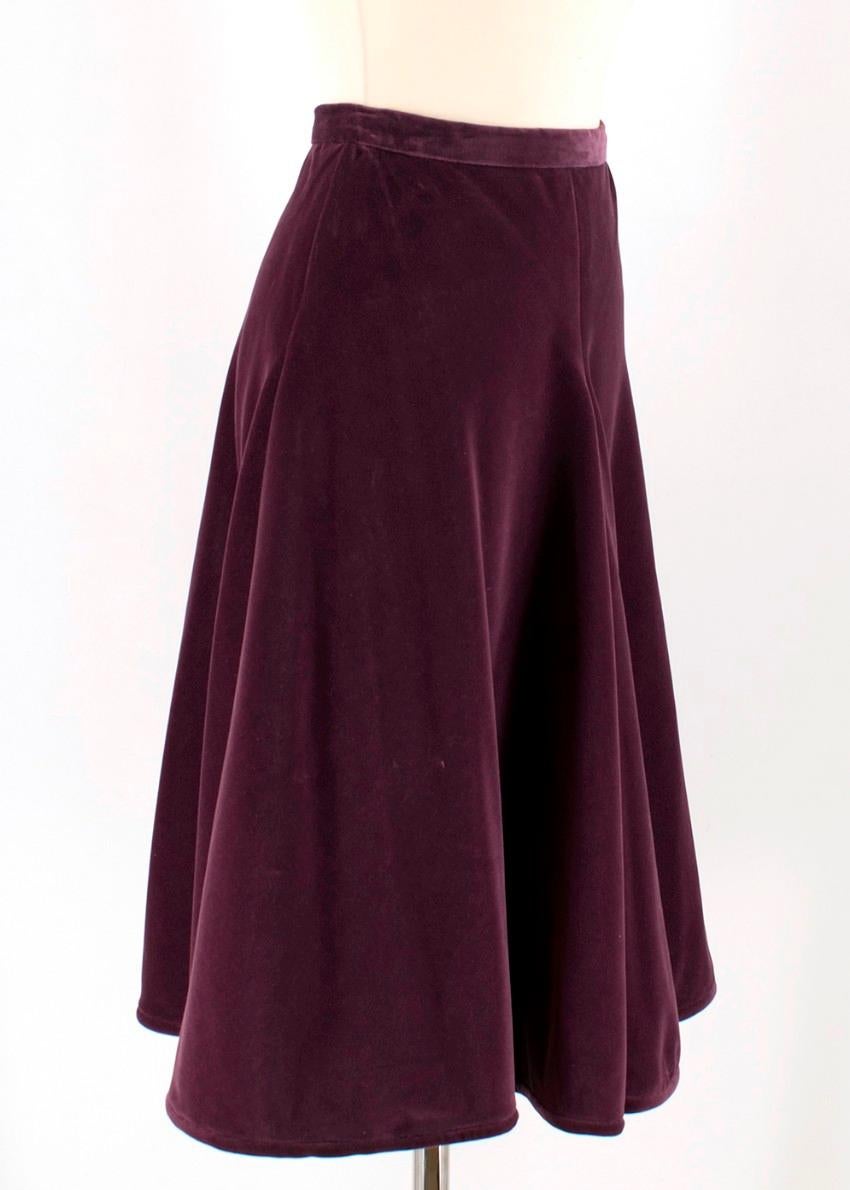 Valentino Purple Velvet Pleated A-Line Skirt

- A-line skirt
- Pleated
- Fully Lined
- Concealed zip fastening
- High waist

Please note, these items are pre-owned and may show some signs of storage, even when unworn and unused. This is reflected