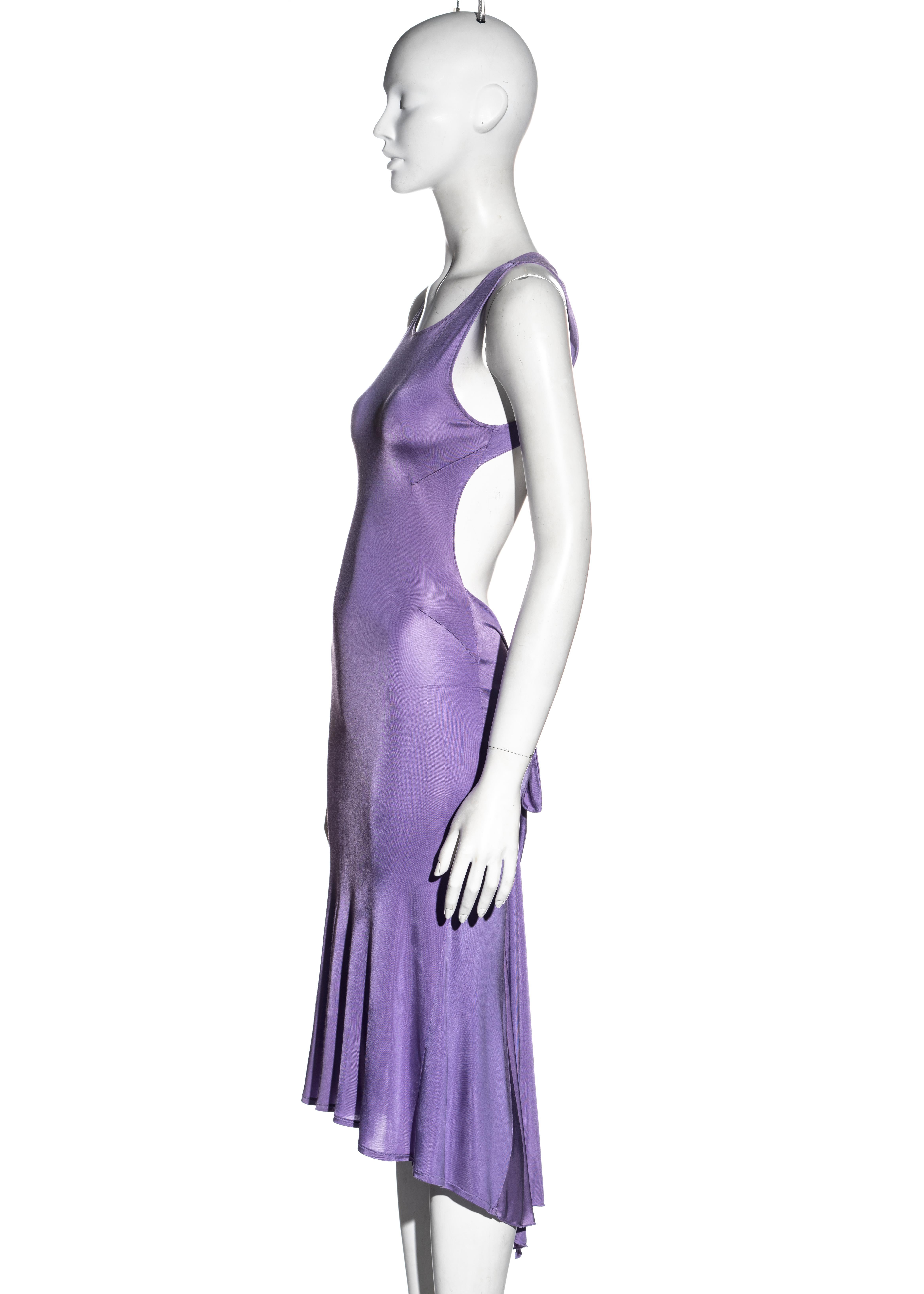 Valentino purple viscose open back dress with ties, c. 2000 4