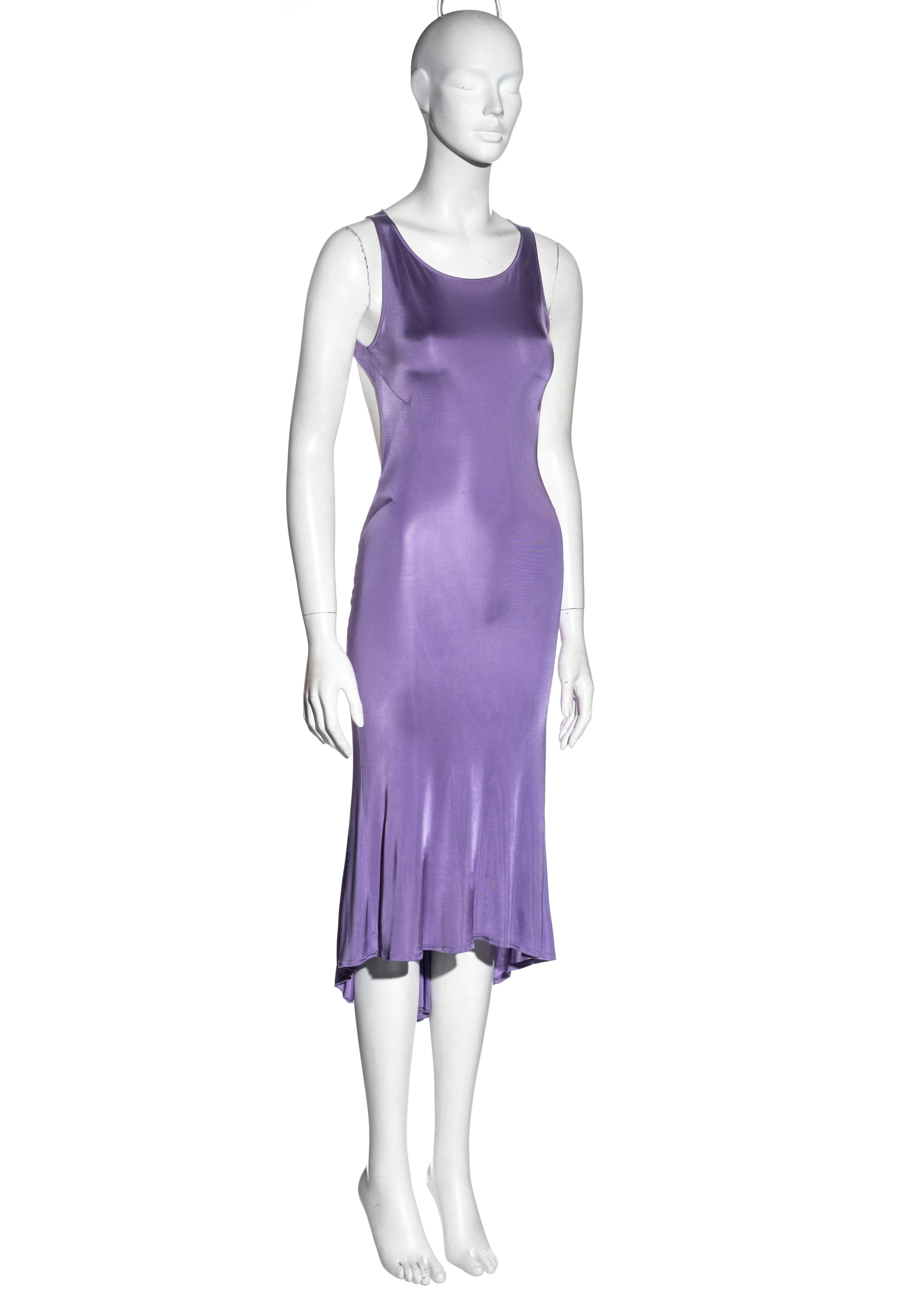 Purple Valentino purple viscose open back dress with ties, c. 2000