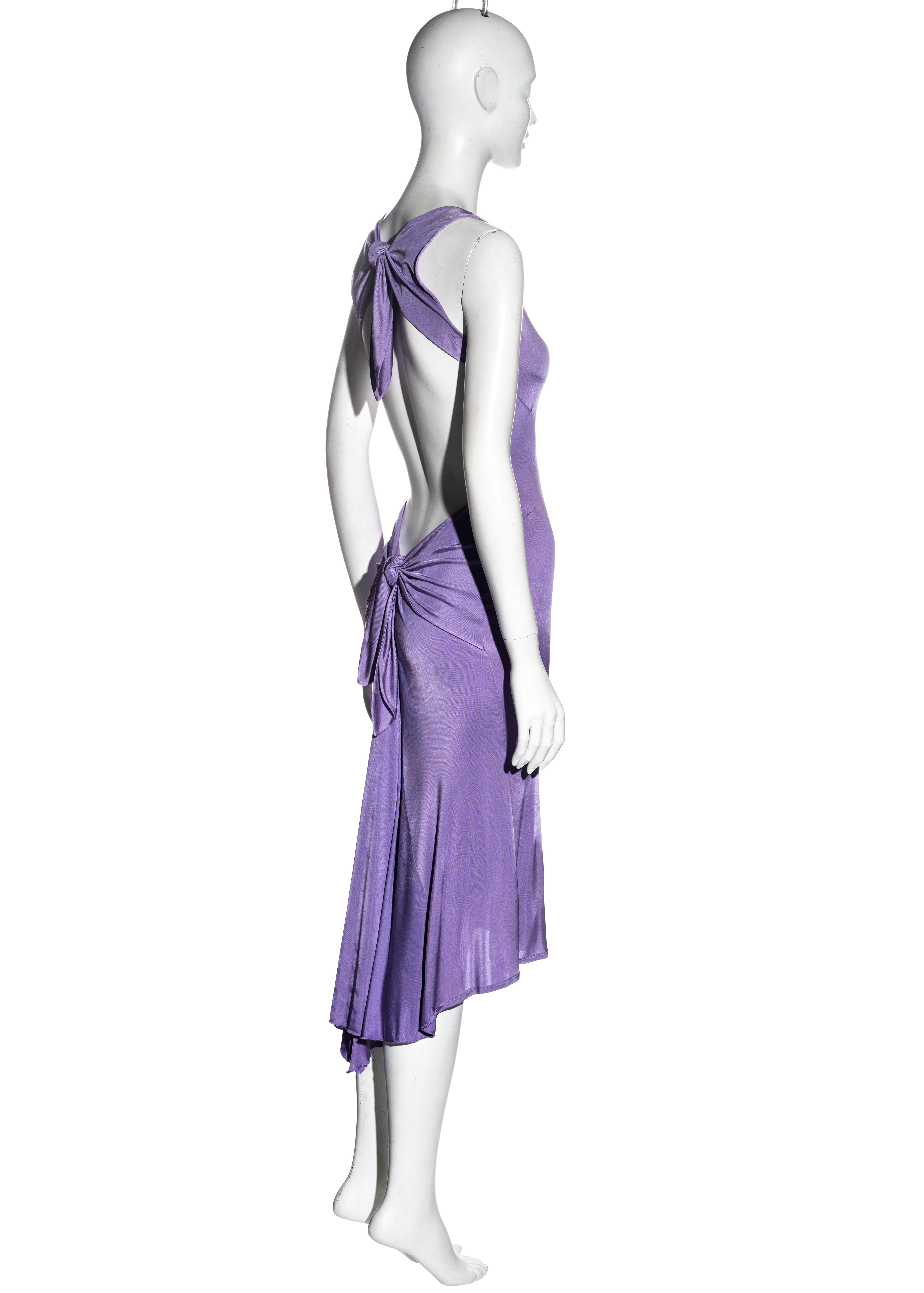 Women's Valentino purple viscose open back dress with ties, c. 2000