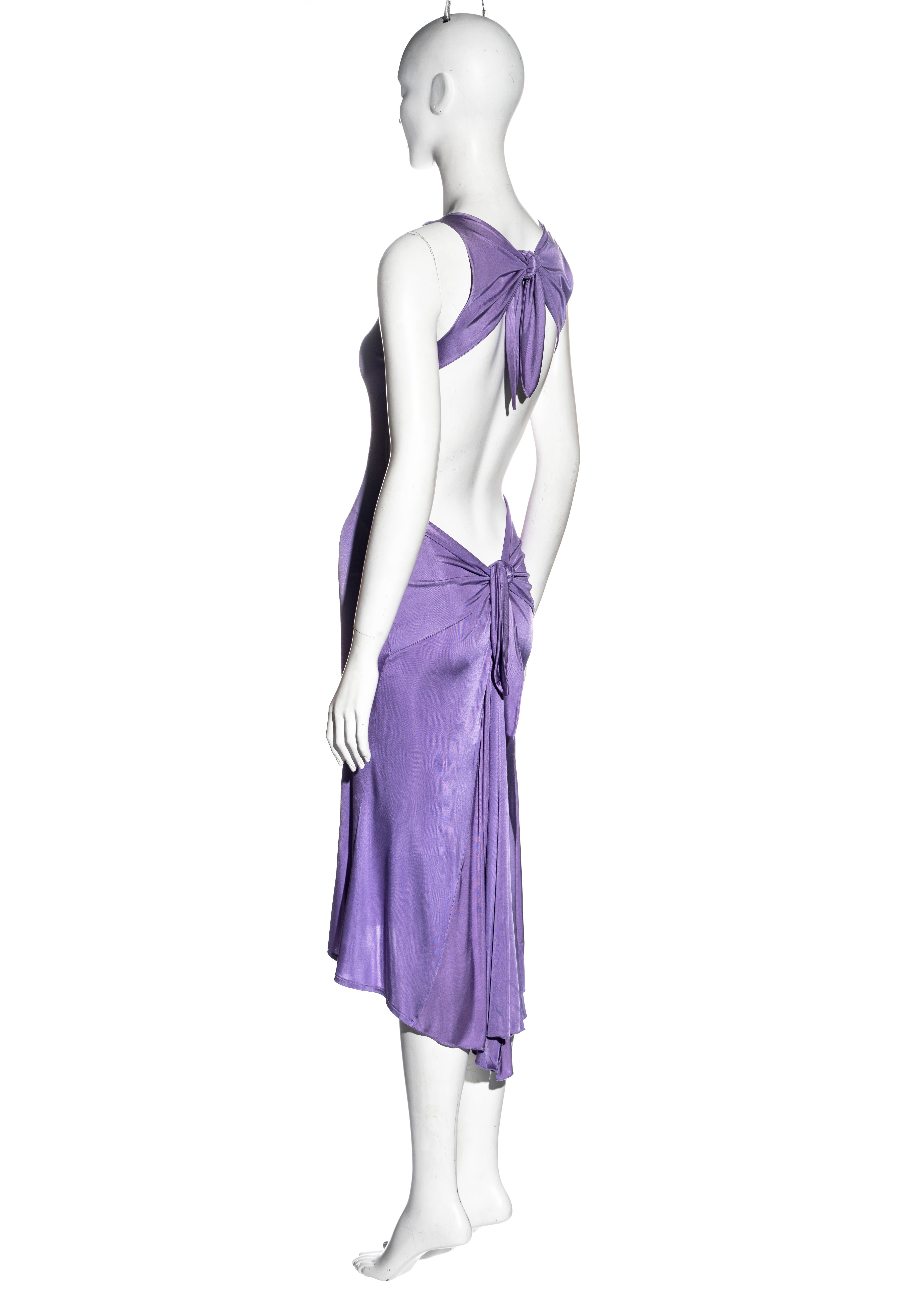 Valentino purple viscose open back dress with ties, c. 2000 2