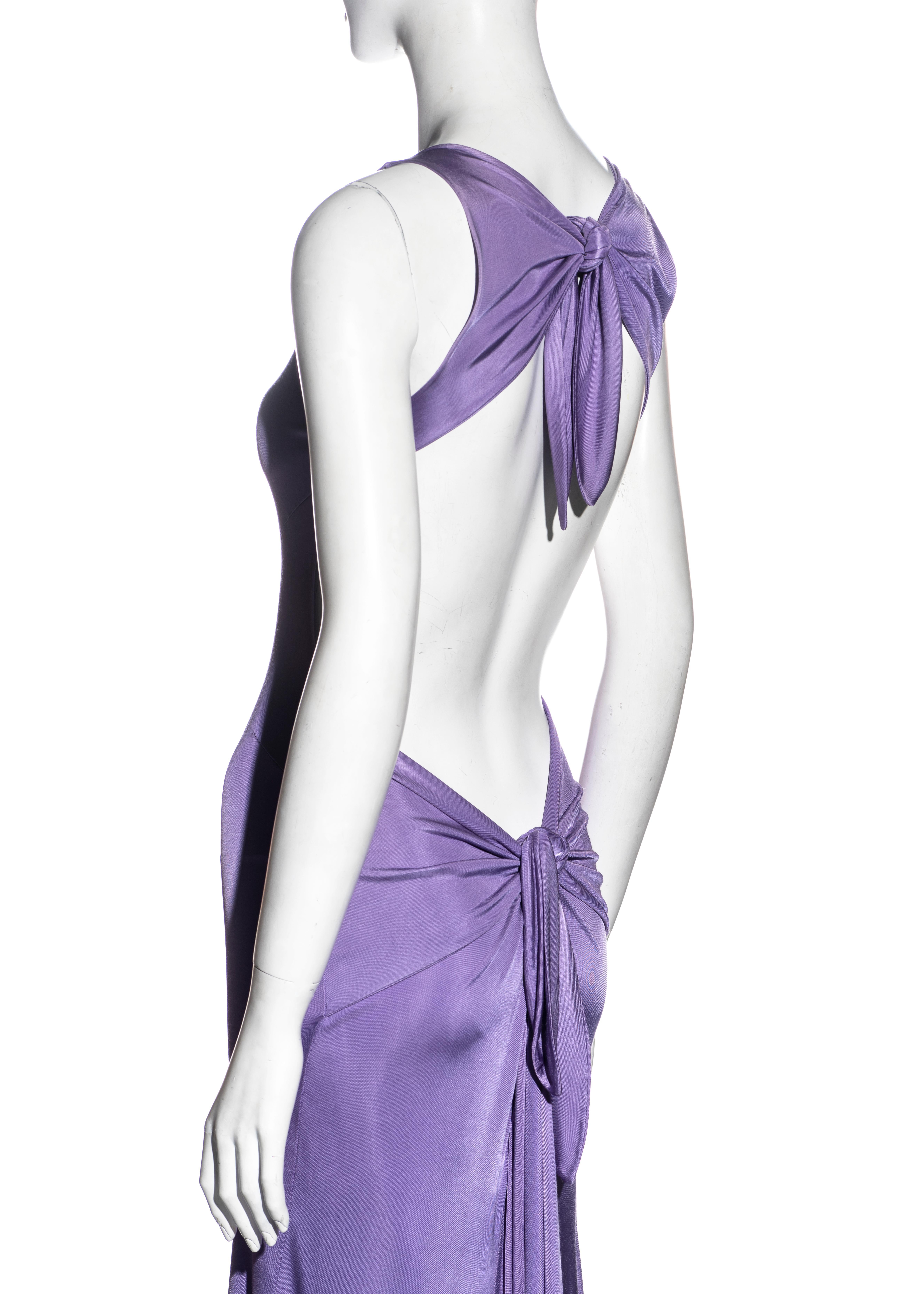 Valentino purple viscose open back dress with ties, c. 2000 3