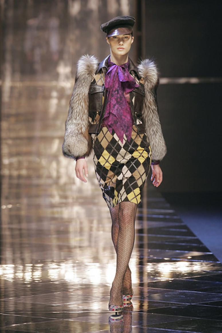 Women's Valentino Python & Leather Jacket with Fur Sleeves Runway 2005 