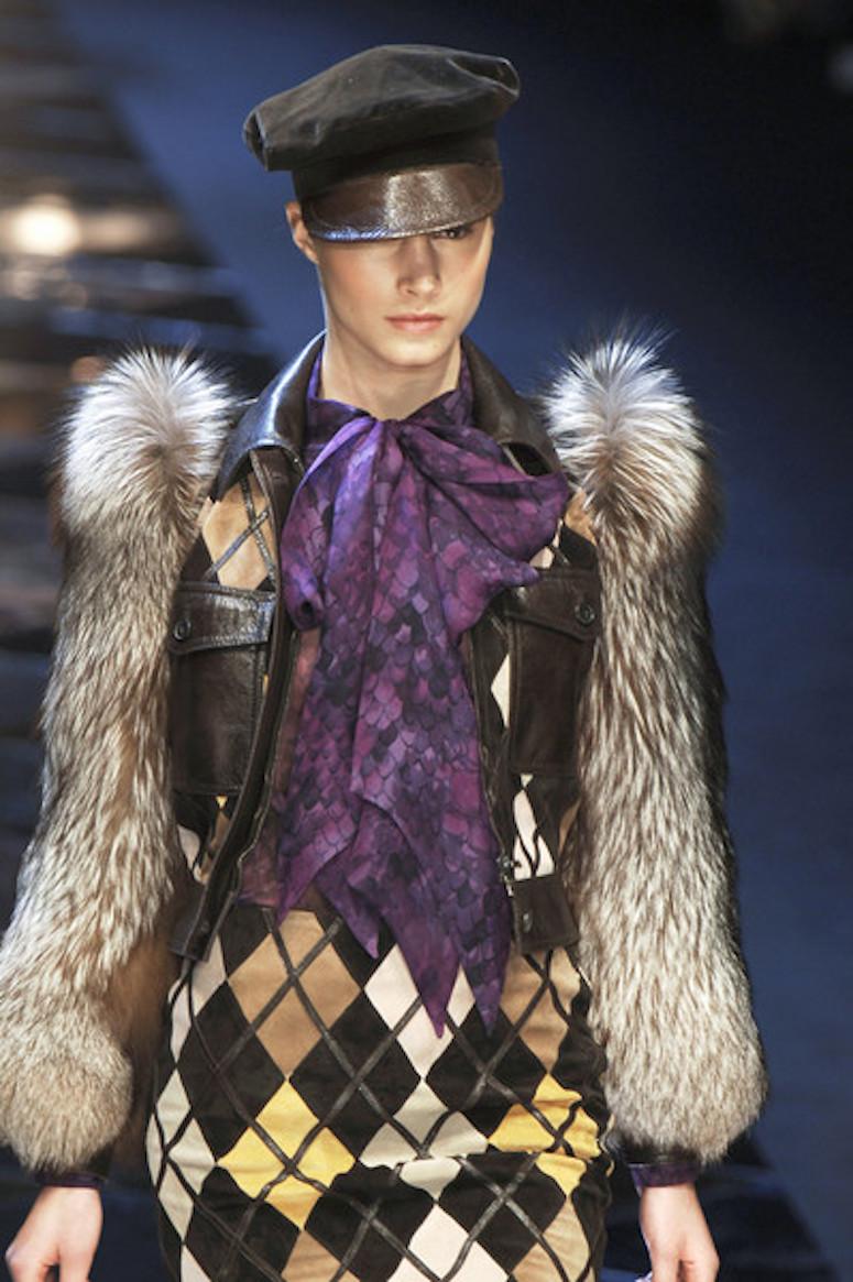 Valentino Python & Leather Jacket with Fur Sleeves Runway 2005  1