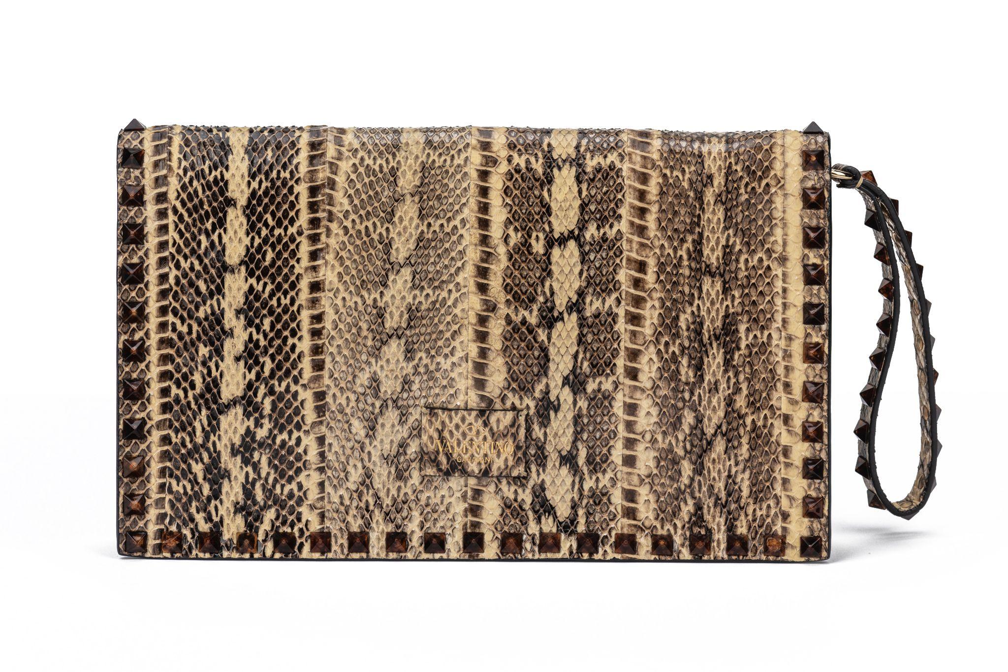 Valentino Python Rock Stud Clutch For Sale 5