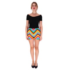 Valentino Rainbow Chevron Cotton & Silk Blend Shorts