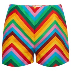 Valentino Rainbow Chevron Cotton & Silk Blend Shorts