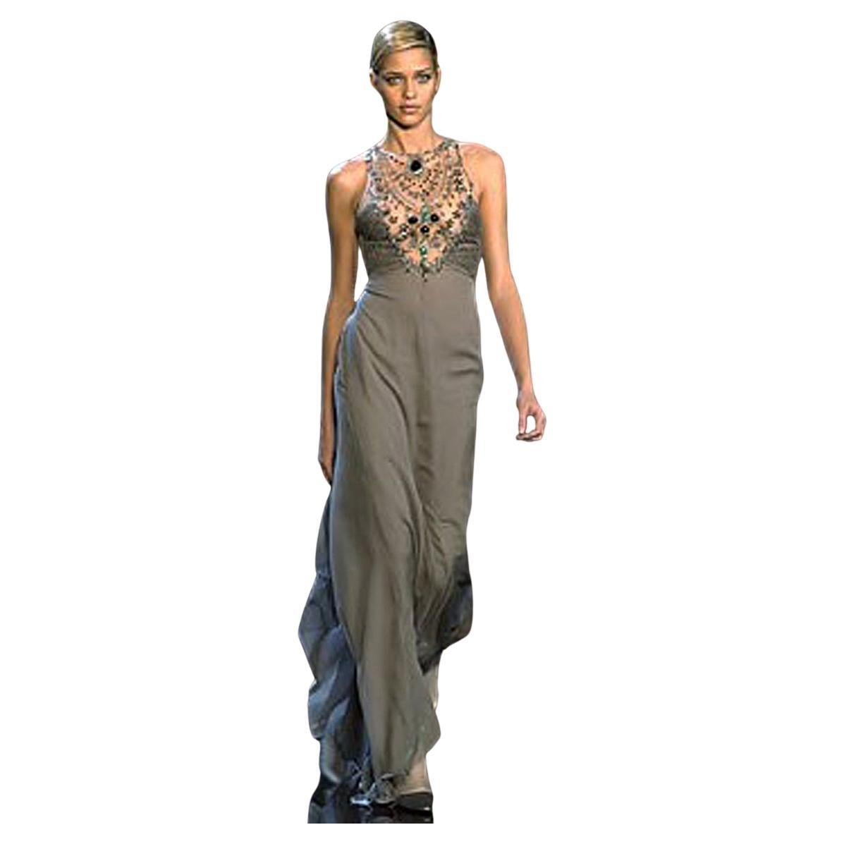 Valentino – Seltenes Runway-Kleid aus Seidenchiffon mit Handstickerei und Schmucksteinen – schwer zu finden