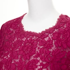 VALENTINO raspberry pink floral lace semi sheer peplum short sleeve top M