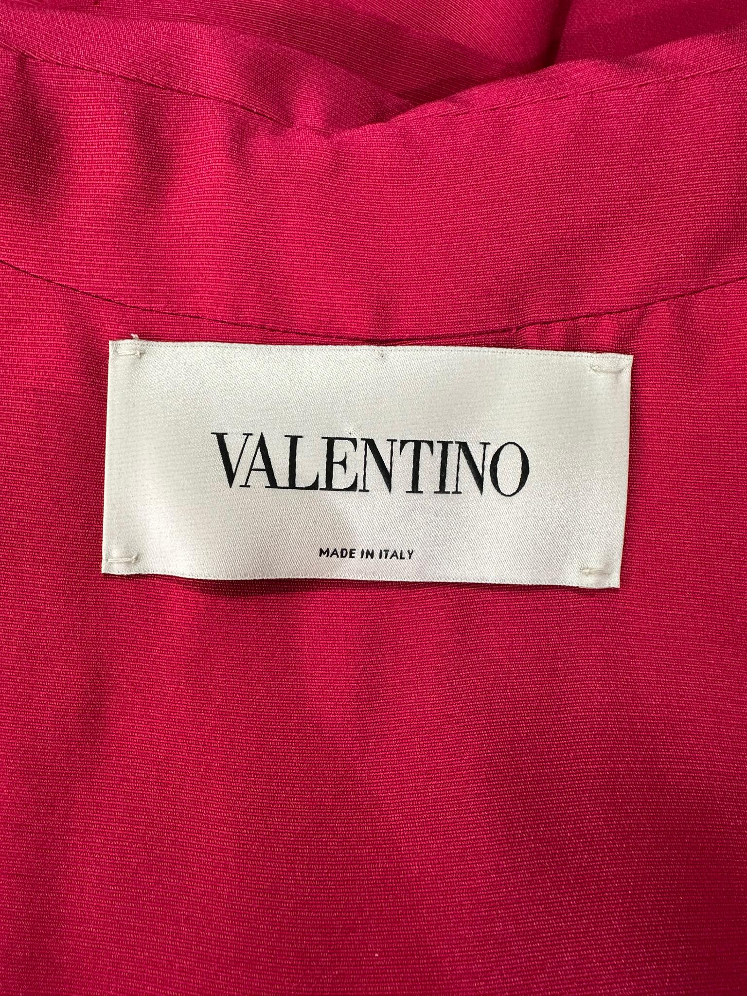 Valentino Raspberry Red Silk Double Breasted Inverted Pleat Back Evening Coat For Sale 9