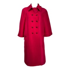 Valentino, rosso lampone, in seta, doppiopetto con piega rovesciata, cappotto da sera