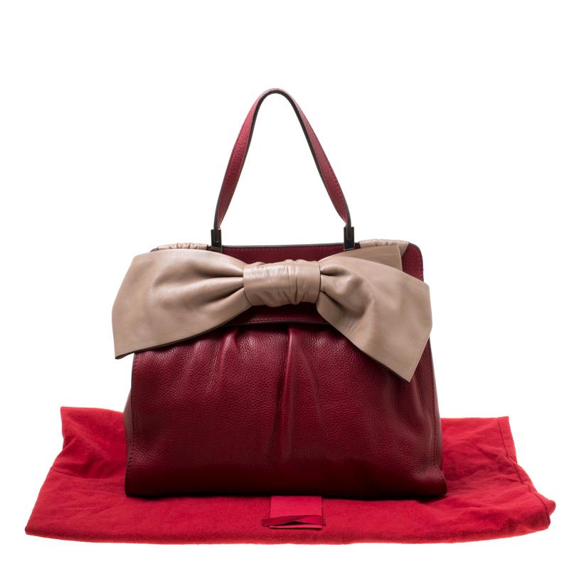 Valentino Red/Beige Leather Aphrodite Bow Bag 3