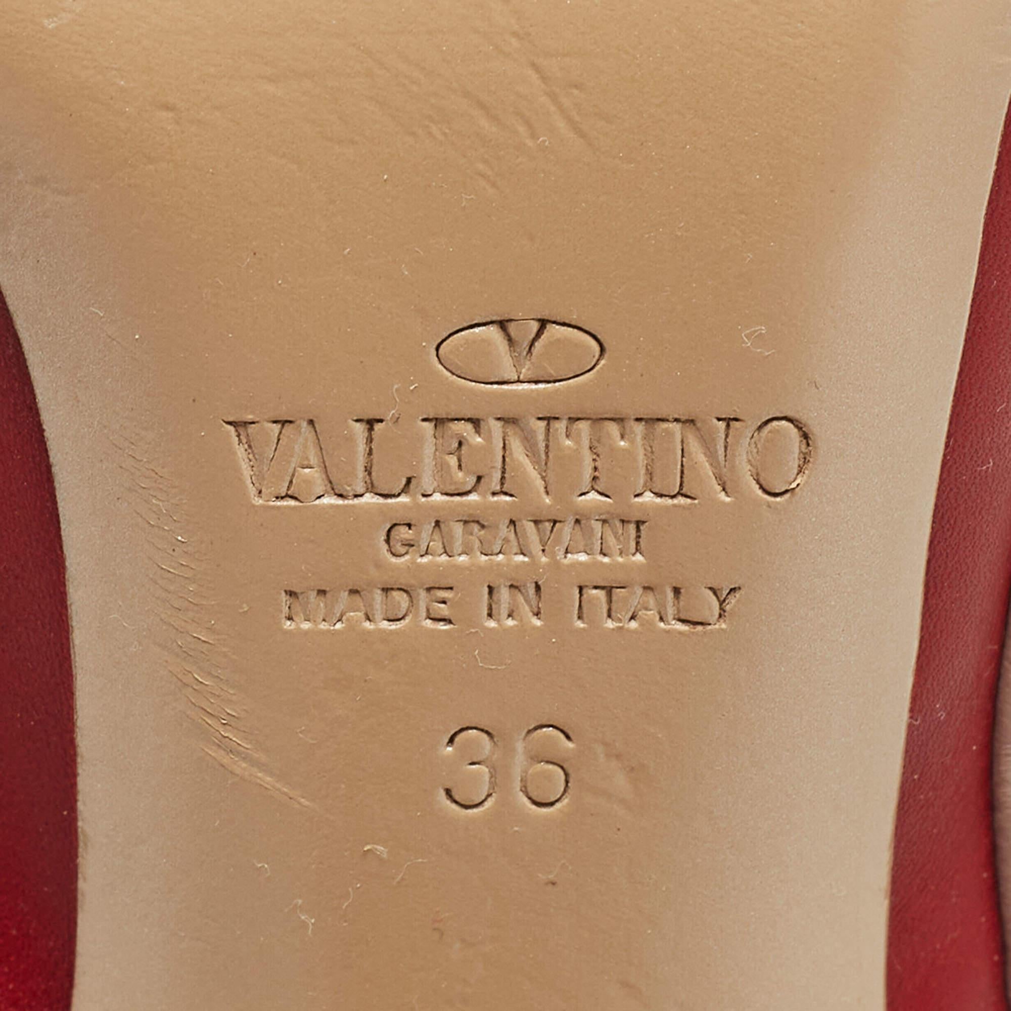 Valentino Red/Beige Leather Rockstud Pumps Size 36 3