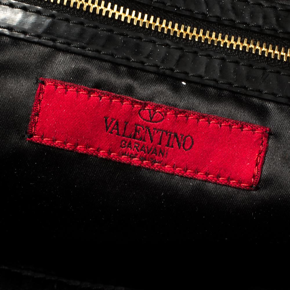 Valentino Red/Black Rose Printed Nylon Bow Handles Shoulder Bag 1