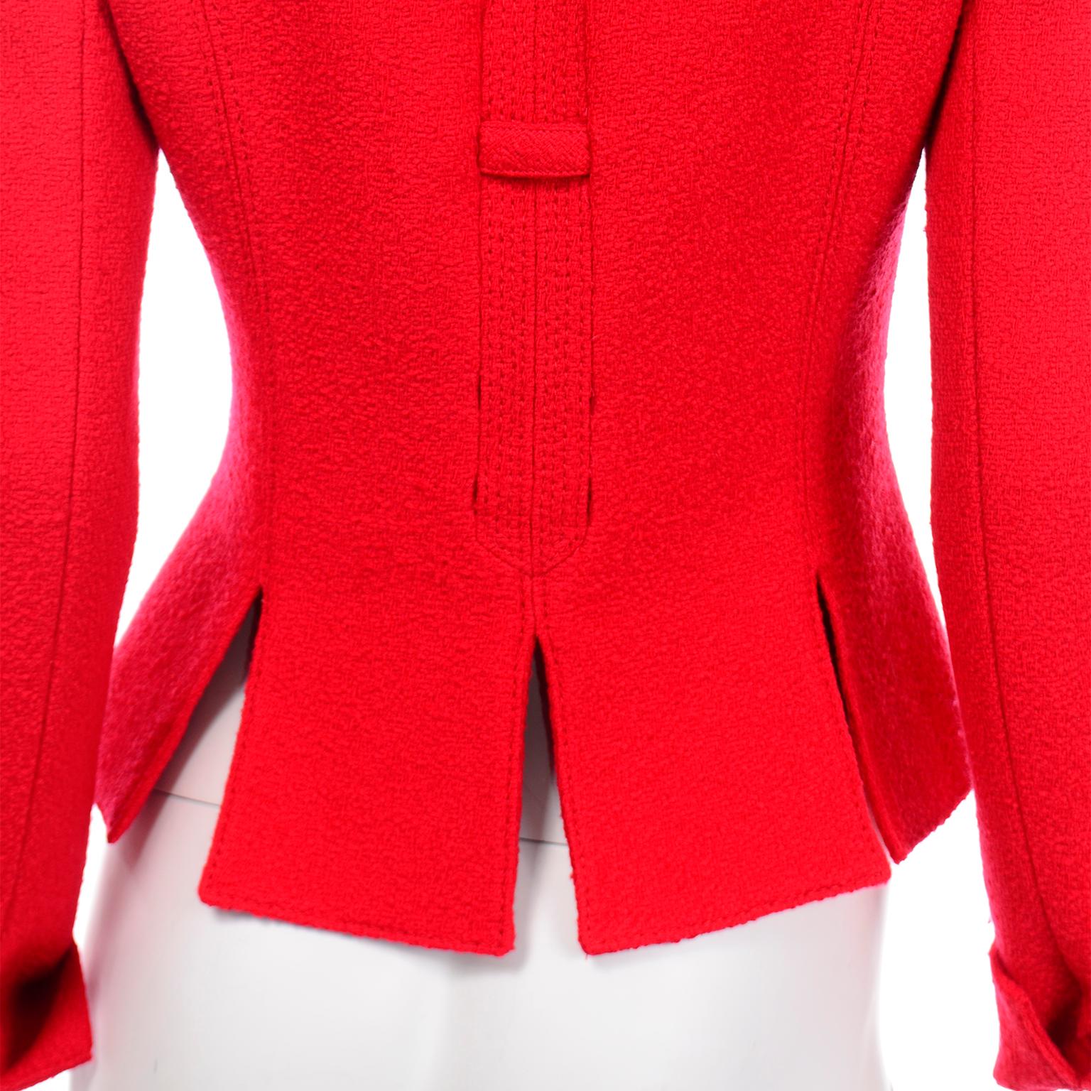 Women's Valentino Red Boucle Wool Short Single Button Blazer Jacket